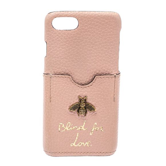 Gucci Pink Leather Blind For Love iPhone 7 Case - Picture 1 of 4